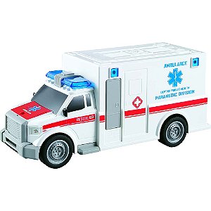 CARRO DE AMBULANCIA  COM LUZ E SOM 1:20