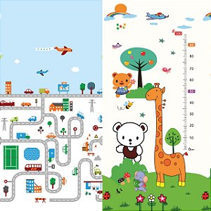 TAPETE DE ATIVIDADES DUPLA FACE PISTA DE CARRINHO ZOO 120X180X0,8 CM