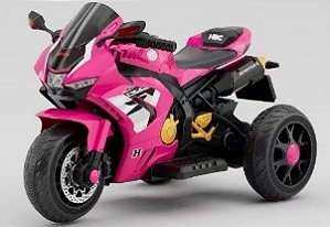 MOTOCICLETA ELETRICA ROSA 3 RODAS 12V