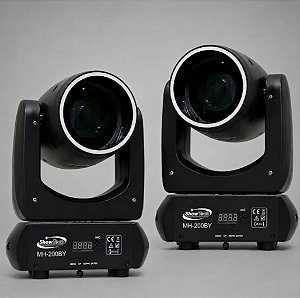 Kit 2 Moving Head Led Beam 200w 5R Disco de Cor Desenho Prisma Borda Led Ritmico Dmx Iluminacao Profissional - 127/220v