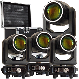 Kit 4 Moving Head Led Beam 230w Foco Eletronico Arco Iris Disco Cor Desenho Prisma Borda Led Dmx Profissional - 127/220v