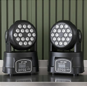 Kit 2 Moving Head Wash ST-183 18 Leds 3w Rgb Dmx