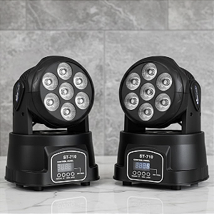 Kit 2 Moving Head Wash ST-710 7 Leds 12w Rgbw Quadriled Dmx