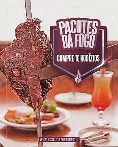 Pacote #01 - Domingo à quinta Jantar - Rodízio de carnes, rodízio de pizzas, sushi e buffet de salada mais água suco e refrigerante  para 10 pessoas