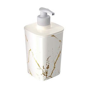 Porta Sabonete Líquido de Plástico 420 ml Classic Fosca Mármore Branco