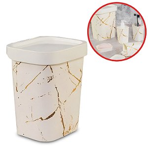 Lixeira Marmore Branco Pia Cozinha Banheiro Cores 4,5 Litros Pequena Reforçada