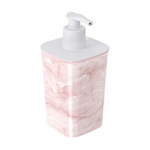 Porta Sabonete Líquido de Plástico 420 ml Classic Fosca Mármore Rosa