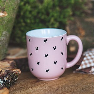 Caneca Meu Coração Rosa Cerâmica