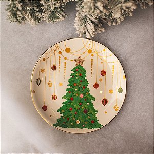 Prato de Jantar Pingos de Natal Cerâmica