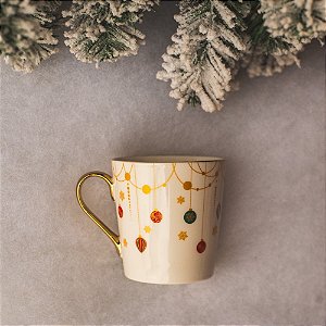 Caneca Pingos de Natal Cerâmica