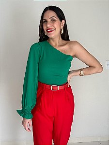 Croped um ombro só franzido