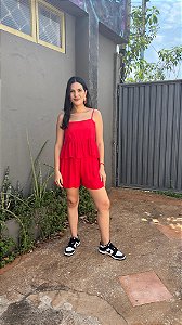 Conjunto bata babados e shorts elástico