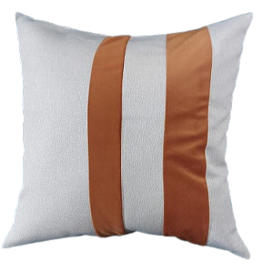 Capa de Almofada Decorativa Deminas 45x45 - Coleção Despertar Cru- Duas Faixas - Caramelo