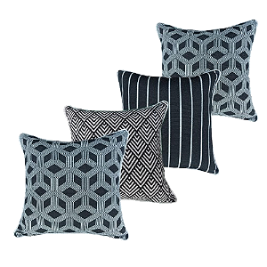 Kit 4 Capas Almofada Linho Deminas 45x45 Jacquard Premium Preto