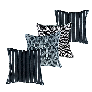 Kit 4 Capas Almofada Linho Deminas 45x45 Jacquard Premium Preto