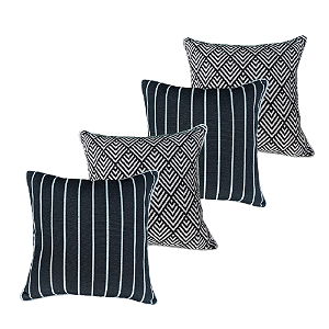 Kit 4 Capas Almofada Linho Deminas 45x45 Jacquard Premium Preto