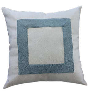 Capa de Almofada Decorativa Deminas 45x45 - Coleção Serenity - Moldura Azul