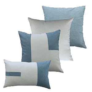 Kit 4 Capas de Almofadas Decorativas Deminas 45x45 - Coleção Serenity - Boucle Azul