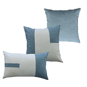 Kit 3 Capas de Almofadas Decorativas Deminas 45x45 - Coleção Serenity - Boucle Azul