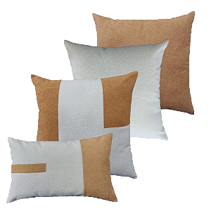 Kit 4 Capas de Almofadas Decorativas Deminas 45x45 - Coleção Serenity - Boucle Caramelo