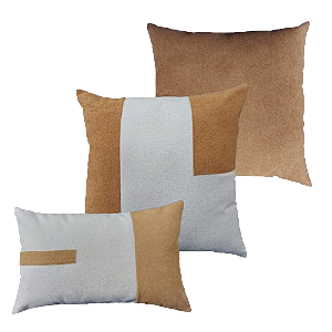 Kit 3 Capas de Almofadas Decorativas Deminas 45x45 - Coleção Serenity - Boucle Caramelo