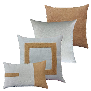 Kit 4 Capas de Almofadas Decorativas Deminas 45x45 - Coleção Serenity - Boucle Moldura Caramelo