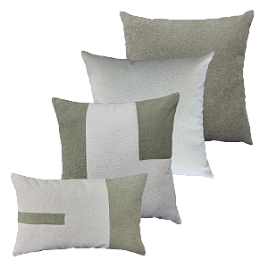 Kit 4 Capas de Almofadas Decorativas Deminas 45x45 - Coleção Serenity - Boucle Geometrico Verde