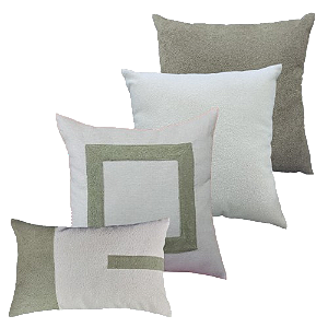 Kit 4 Capas de Almofadas Decorativas Deminas 45x45 - Coleção Serenity - Boucle Moldura Verde