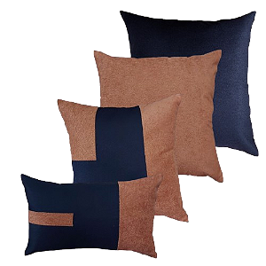 Kit 4 Capas de Almofadas Decorativas Deminas 50x50 - Coleção Indigo