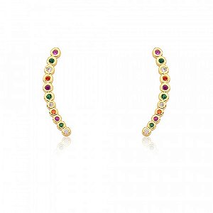 Brinco ear cuff circulozinhos Rainbow