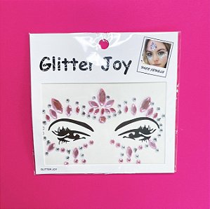 ADESIVO STRASS FACIAL ROSA GLITTER JOY