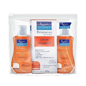 Kit Facial - Firmness Intensive - Vitamina C - Sabonete Líquido + Creme Facial + Loção Tônica - NUPILL