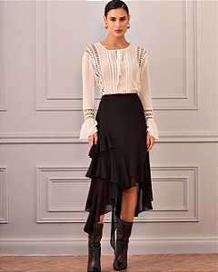 Camisa Chiffon Renda