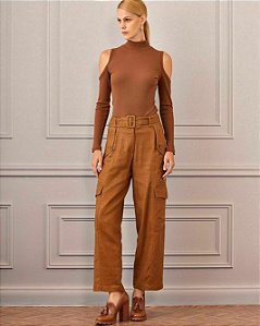 Calça Cargo Jacquard Animal Print