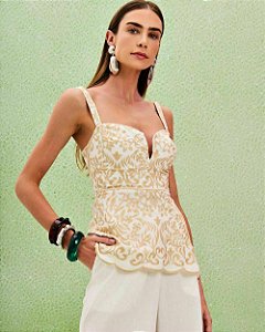 Blusa Peplum Bordada