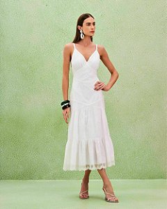 Vestido Tricoline Camadas e Rendas