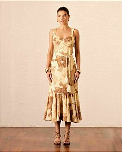 Vestido Jacquard Floral com Cinto