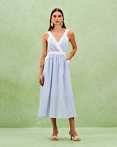 Vestido Tricoline Listrado