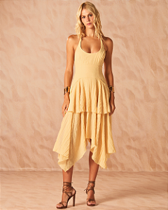 Vestido Assimétrico Crepe Texturizado