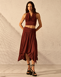 Saia Midi Jersey Laço