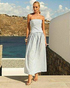 Vestido Listrado Busto Corset