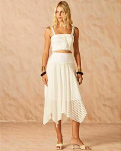 Saia Midi Pontas Textura Listrada