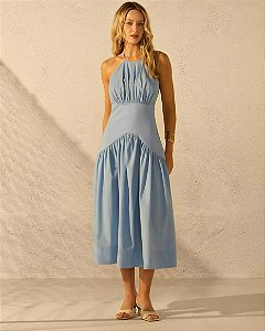 Vestido Tricoline Cintura Baixa