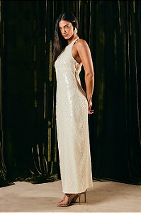 Vestido Paetê Longo Frente Única