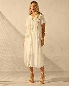 Saia Midi Evasê Rendas