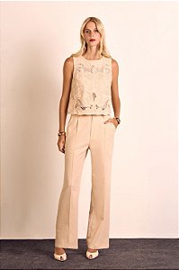 Conjunto Bordado Guipure Linho