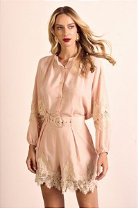 Conjunto Camisa e Shorts Renda