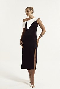 Vestido Midi Ombro P&B