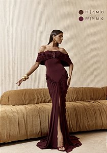 Vestido Longo Jersey Ombro