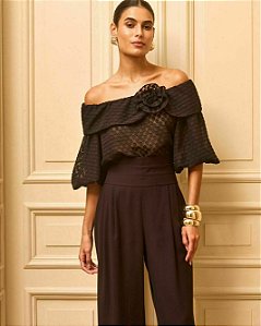 Blusa Ombro a Ombro Flor Poá